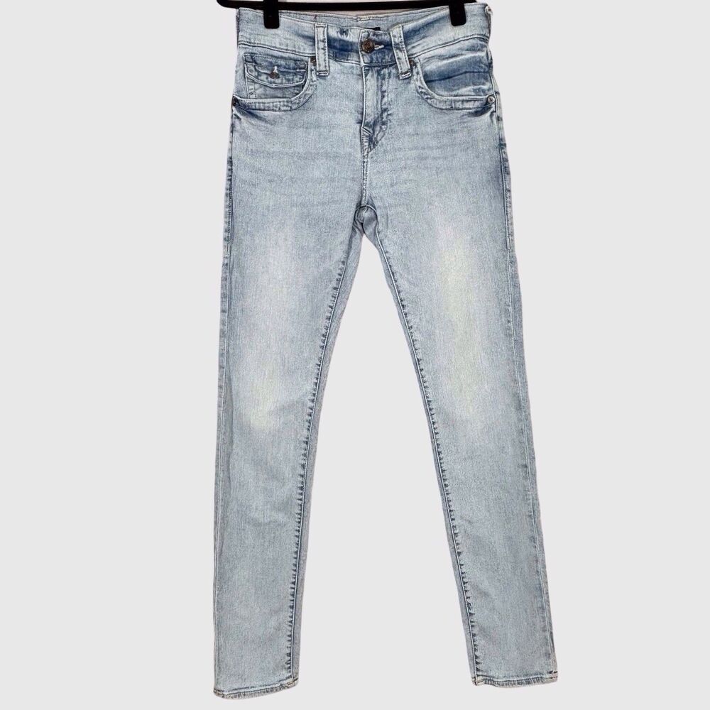 True Religion Jeans Mens 29x34 Rocco Relaxed Skinny Light Wash Blue Denim